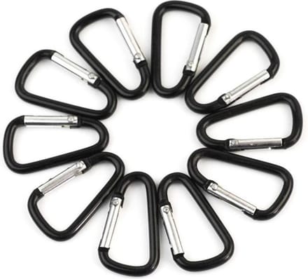 10 Stuks Zwarte Karabiner Haken - Decoratie - Sleutelhanger - Sleutelbos