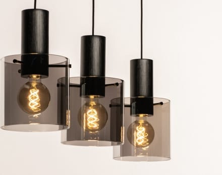 Lumidora Hanglamp 74576 - MORRIS - 3 Lichts - E27 - Zwart - Glas