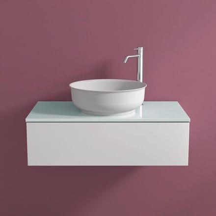 progettobagno Luna washbasin console 80 cm with drawer and glass top white MB80BIXB