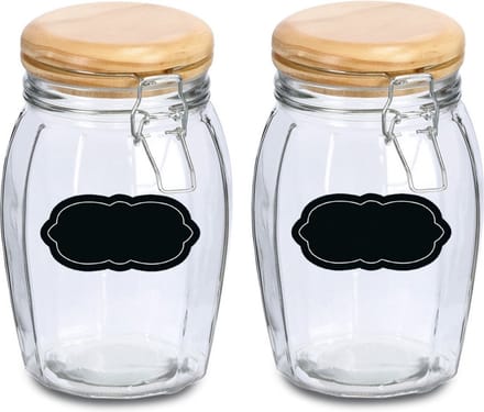 Weckpot/inmaakpot - 4x - 1.2L - glas - met beugelsluiting - incl. etiketten