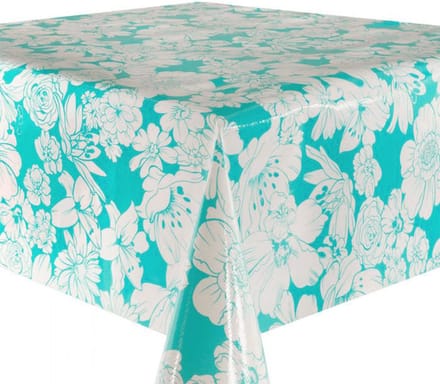 Mexicaans Tafelzeil Vintage flower - 120 x 250 cm - Mintgroen
