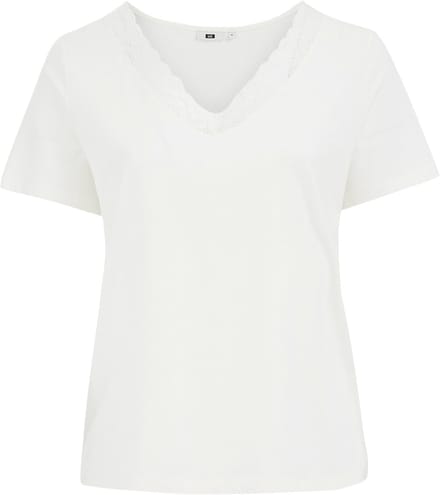 WE Fashion Dames T-shirt met kant - Curve