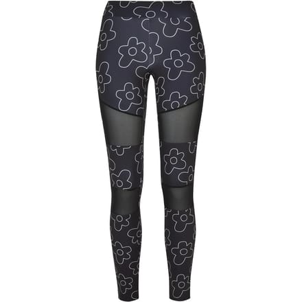 Urban Classics - Tech Mesh All over print Legging - 3XL - Zwart/Wit