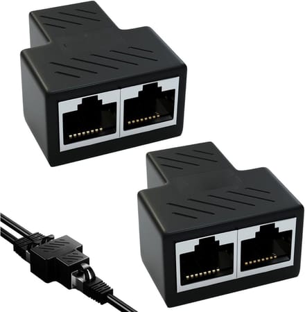QORA® Internet Splitter - Internetkabel - Netwerk Switch - Zwart - 5cm x 5cm x 1cm