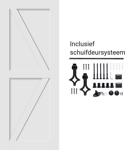 Houten schuifdeur wit geverfd met schuifdeursysteem bundel 2010