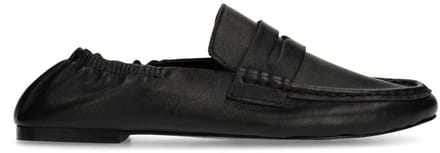 Sacha - Dames - Zwarte leren loafers met rimpel design - Maat 41