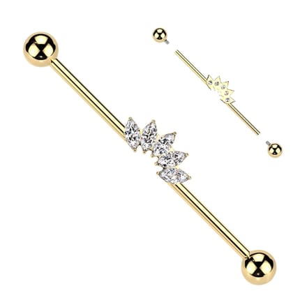 Industrial piercing titanium 5 Marquise fan - goud - LMPiercings