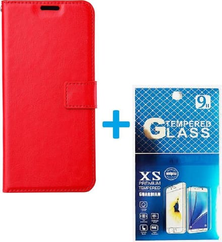 Portemonnee Book Case Hoesje + 2x Screenprotector Glas Geschikt voor: Nokia XR20 - rood