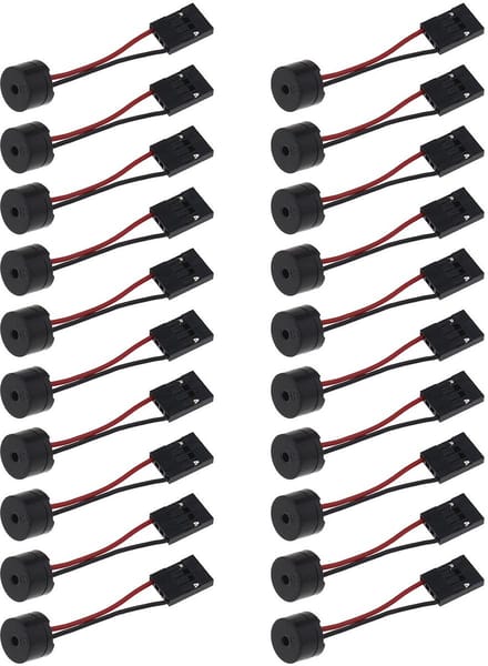 Allecto - 20 x Bip-code Interne Luidspreker - 4-pins Connector - Zwart en Rood - Computer Buzzer - Geschikt voor Desktop PC - 20 stuks