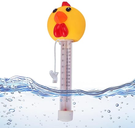 Drijvende Temperatuurmeter - Zwembad Thermometer - Water Temperatuur Meten - Vrolijk Kuiken Design - 24 Centimeter - Geel