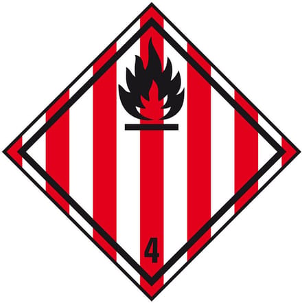 ADR klasse 4.1 sticker brandbare vaste stoffen 200 x 200 mm
