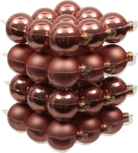 Othmar Decorations kerstballen - 36x st - koraal roze - D6 cm - glas - kerstversiering