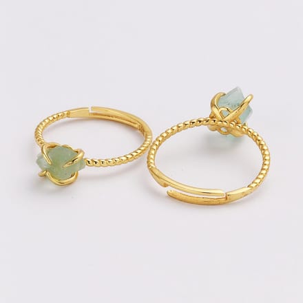 Gouden Ring Dames – Cadeau voor vrouwen – Verstelbare Ring met Fluoriet Edelsteen – Starlyte