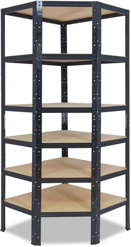 Shelfplaza BLACK hoekstelling - 230x90x60 cm - zwart - 6 planken