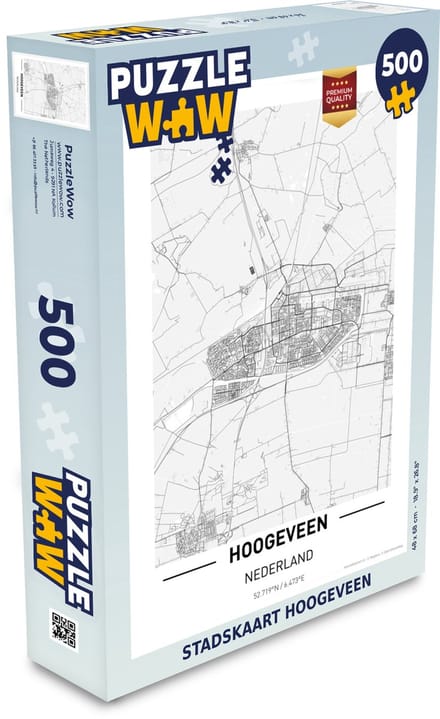 Puzzel Stadskaart Hoogeveen - Legpuzzel - Puzzel 500 stukjes - Plattegrond