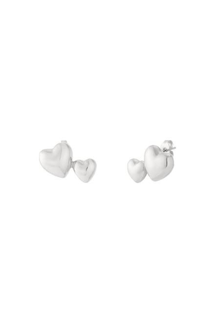 Double Heart Studs Zilver