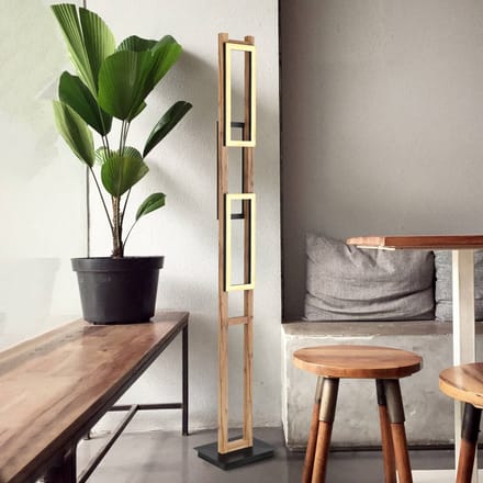 Globo LED vloerlamp Illa in houtdesign