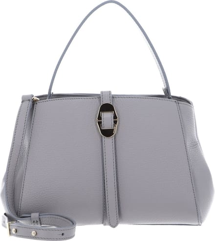 COCCINELLE Leren Handtas Schoudertas Chara Handbag Grained Leather Light Grey Lichtgrijs