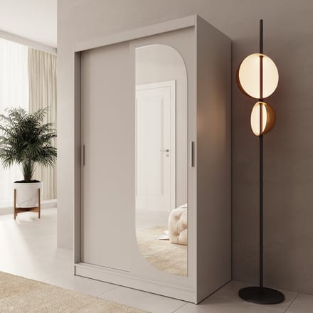 Meubella - Lava - Kledingkast 2 schuifdeuren - Beige - 120x62x200 cm