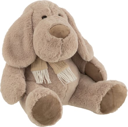 J-Line knuffel Hond + Sjaal Zittend - textiel - beige - extra large