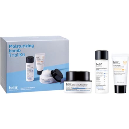 belif The True Cream Moisturizing Bomb Coffret Découverte - Moisturizing Bomb 30ml + Super Knights Masque Multi-Vitamines 25ml + Moisturizing Bomb Toner 50ml gray
