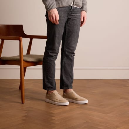Manfield - Heren - Beige suède loafer - Maat 43