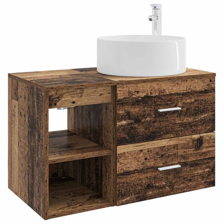 vidaXL - Badkamermeubel - Set - 2 - st - Oud - hout - Bewerkt - hout