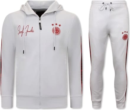 Mannen Trainingspak - Hooded Ribbon - Wit / Rood