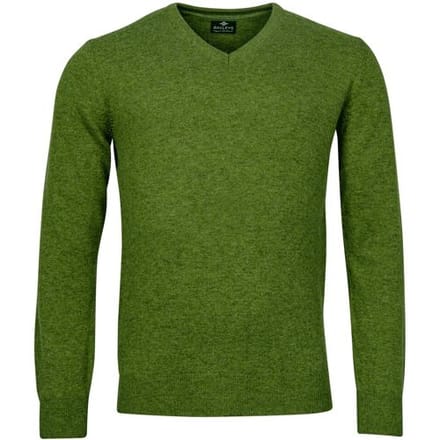 Baileys Trui V-Neck Lambswool Uni Color Single Knit Grasgroen / male