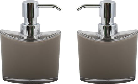 MSV Zeeppompje/dispenser Aveiro - 2x - PS kunststof - beige/zilver - 11 x 14 cm - 260 ml