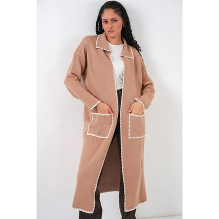 Lange Brei Cardigan met Steekdetails