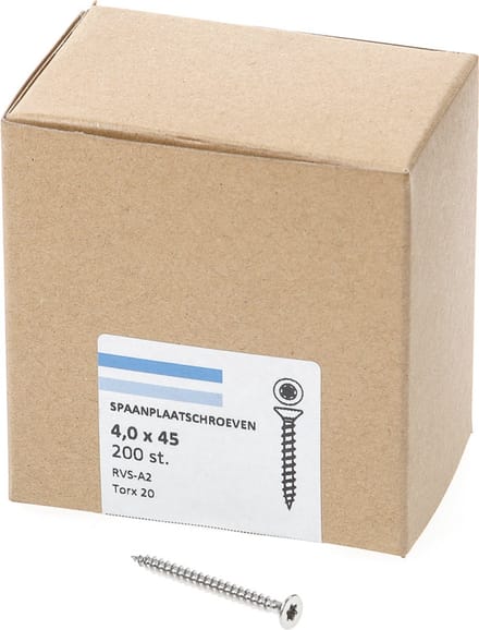 Spaanplaatschroef rvs-a2 pk tx-20 4.0x45 (200
