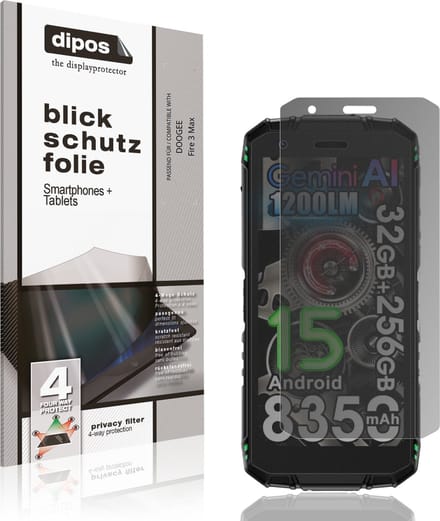 dipos – Matte Privacy Screenprotector geschikt voor DOOGEE Fire 3 Max | Anti-Spy Beschermfolie