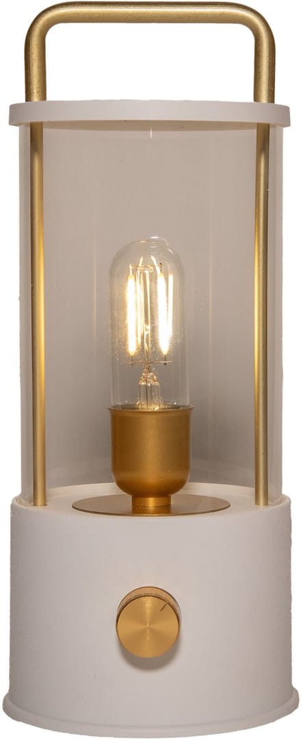 Anna Collection Camping tafellamp/lantaarn Elin - wit - 25 cm - dimbaar - draadloos/oplaadbaar USB - buiten
