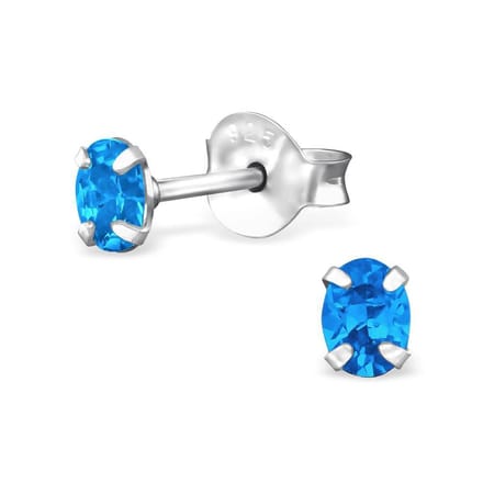 Amanto Oorbellen Foke Dark Blue - 925 Zilver E-Coating - Ovaal - 3x4mm