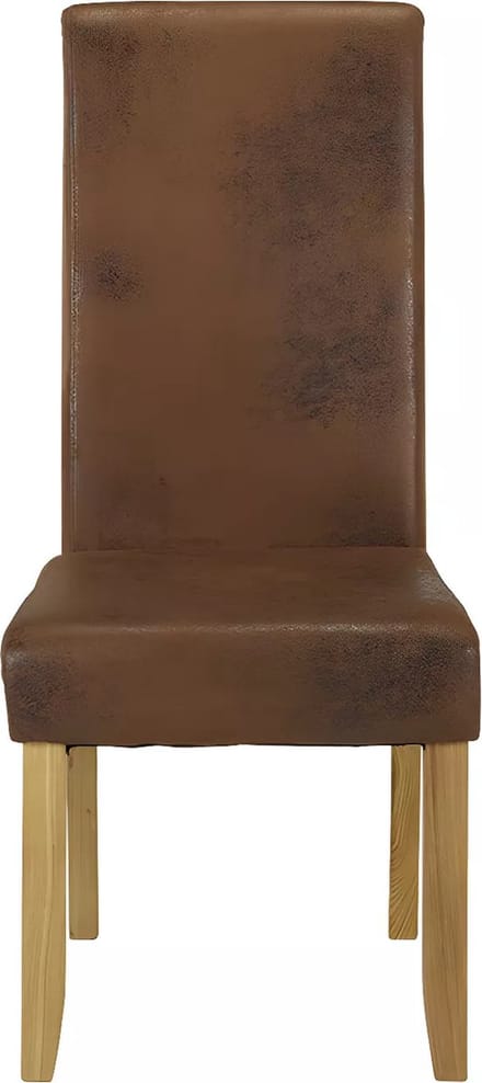 Vente-unique Set van 2 stoelen SANTOS - microvezel met verouderde leerlook - licht houten poten