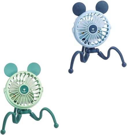 Draagbare Ventilator - Kinderwagen Fan - Koel Blijven - Stil Gebruik - 12 x 7 x 4 cm - Groen Blauw