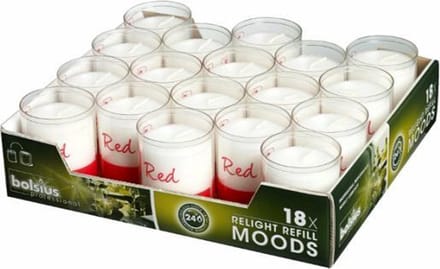 Bolsius navulkaarsen Refill 64x52mm Tray 18 Stuks Rood