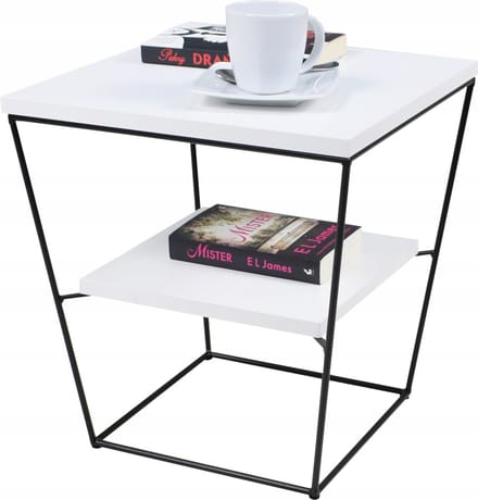 FutuStal - Draad Tafel - Zwart/Wit Glans - 40 cm - Elegant Ontwerp