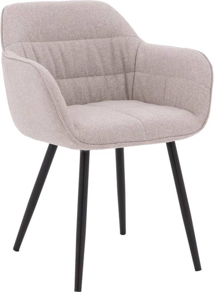 Goossens Eetkamerstoel Lize - Met Armleuning - Stof - Beige