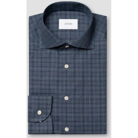 Eton Overhemd Classic Multi Cheeck Brushed Cotton Flanel Donker Blauw / male