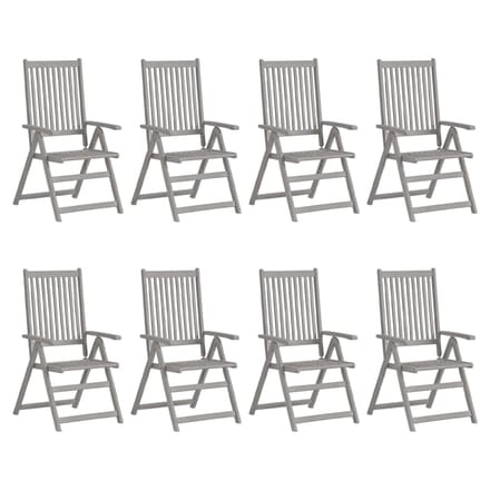 vidaXL - Tuinstoelen - 8 - st - verstelbaar - massief - acaciahout - grijs