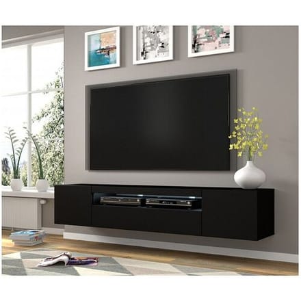 Furnlux Aurus Zwart 3-deurs tv-element voor wandmontage 200 cm