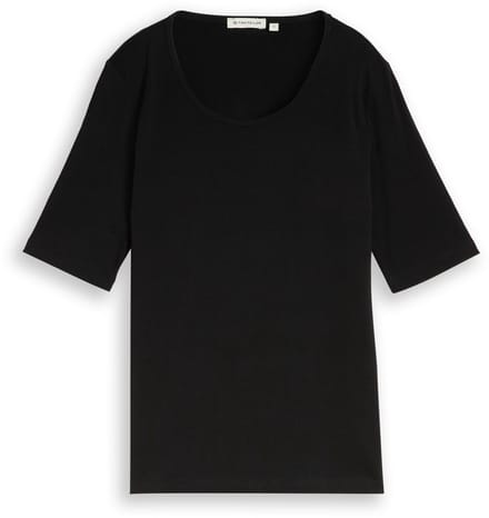 Tom Tailor - Basic T-shirt met ronde hals - Maat L - deep black