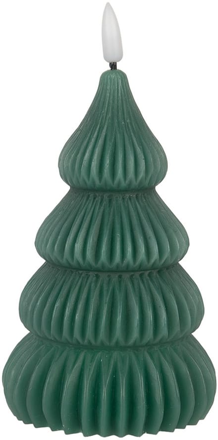 Clayre & Eef LED Kaars Kerstboom Ø 8x17 cm Groen Wax