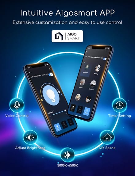 Aigostar - WiFi LED Inbouwspot - 18W - CCT 3000K-6500K - Bediening met de App