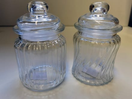Glas - Voorraad pot met deksel - Decoratie potjes - 2 set - Klein - 12cm hoog - ø8cm.