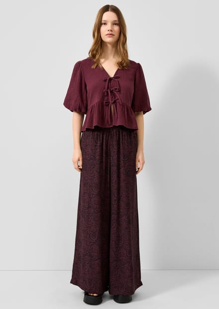 Vloeiend gemêleerd viscose printbroek voor dames QS