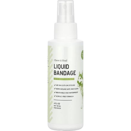 Chew + Heal, pansement liquide, pour chiens, 4 fl oz (118ml) white