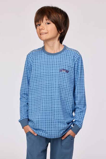 Woody pyjama heren - blauw - ruit - 252-10-QTR-Z/926 - maat XL